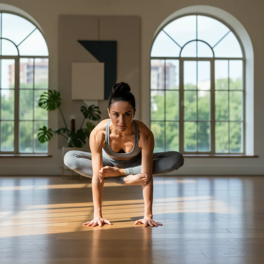 Hình ảnh đẹp về yoga với tư thế con quạ nâng cao